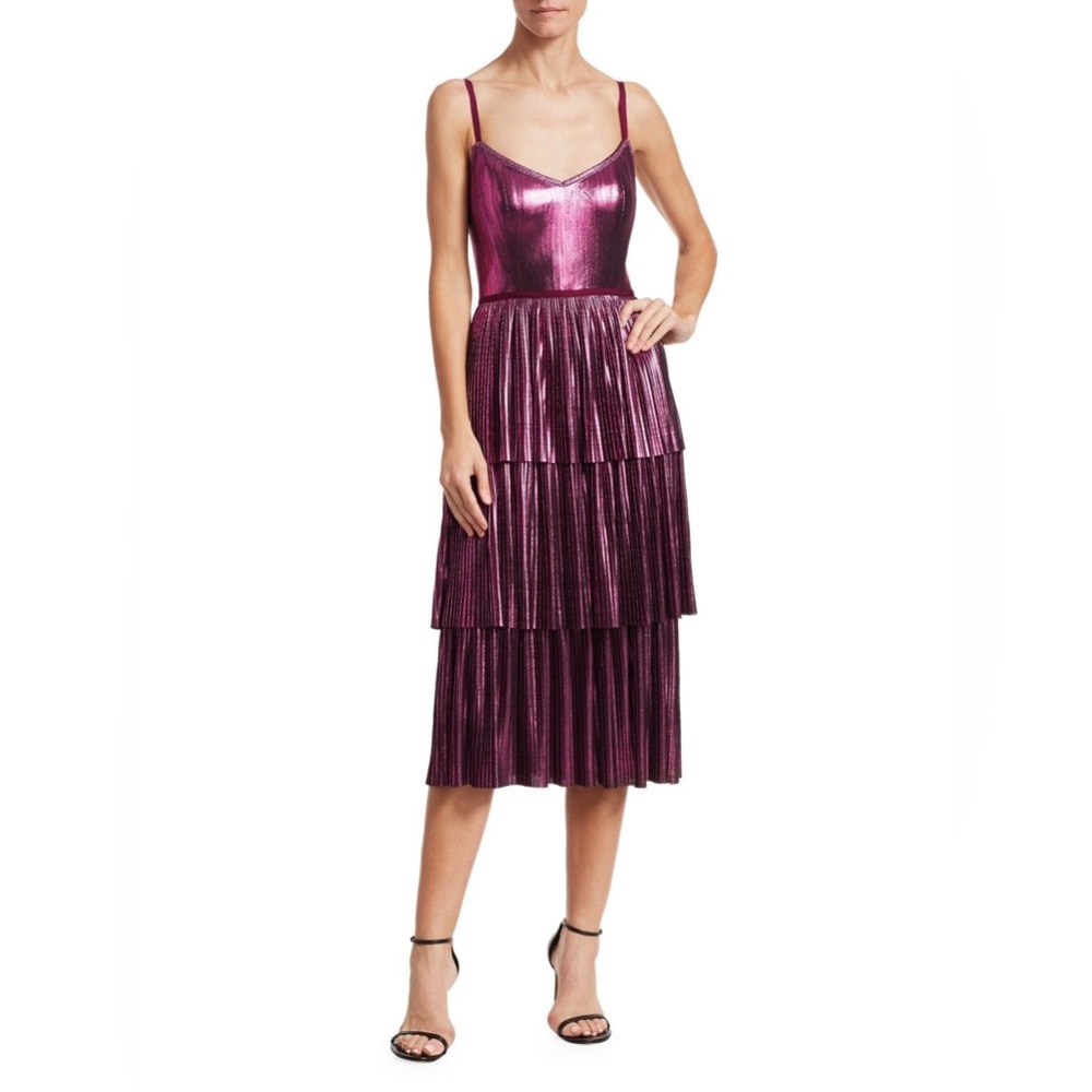 Marchessa Notte Metallic Purple Dress